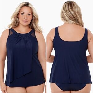 Miraclesuit Illusionist Plus Size Ursula Tankini Top Womens SZ 18 Midnight Blue